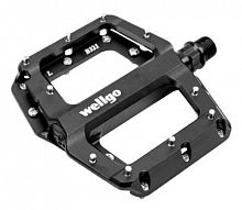 Педали WELLGO B321DU алюм черные, фрезер. AL-6061, подш. скольж, 20 сменных шипов, 378г.