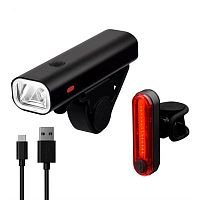 Фара и Мигалка Briviga USB bike light set EBL-3304+EBL-3303, перед 400 лм + задний 30 лм.
