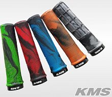 Грипсы "KMS" 130мм, цвет мультиколор, с 1 алюм. наконечн., серо-черные, 3172661-58