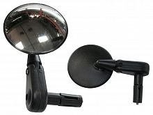 Зеркало DX-2002B левое, в руль, сферическое, круглое Ф 76 мм, черное.