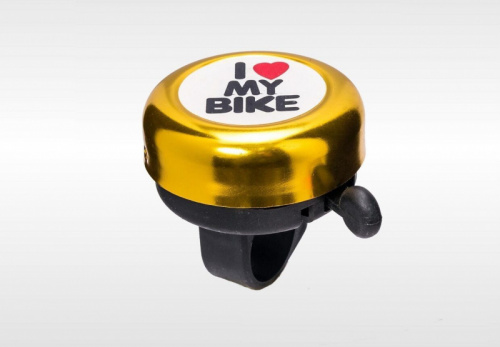 Звонок пластик. "I Love My Bike" цвет золотой, Китай