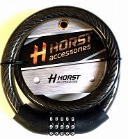 Велозамок HORST 20х1000мм, кодовый (5 разрядов), черный, 09-100085
