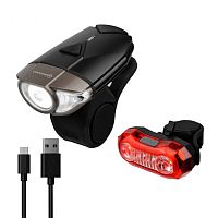 Фара и Мигалка Briviga Briviga USB bike light set EBL-039+EBL-2265A, перед 380 лм + задний 40 лм.