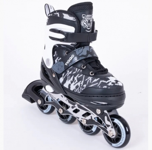 Роликовые коньки Tiggo р.38-41 (L) черно-белые
