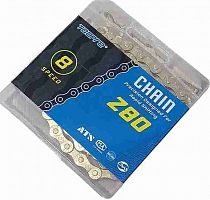 Цепь 8 ск., 116 зв., TOOPRE, MTB, 1/2"х3/32", с замком, золотая