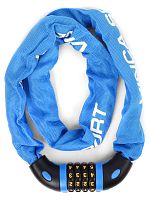 Велозамок - цепь кодовый Vinca Sport VS 769, 6*1000мм, голубая оплетка