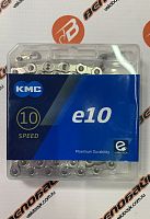Цепь KMC E-10, 1/2"x11/128", 136 зв, 10 скор, для E-bike, 3х прочность, серебр, с замком